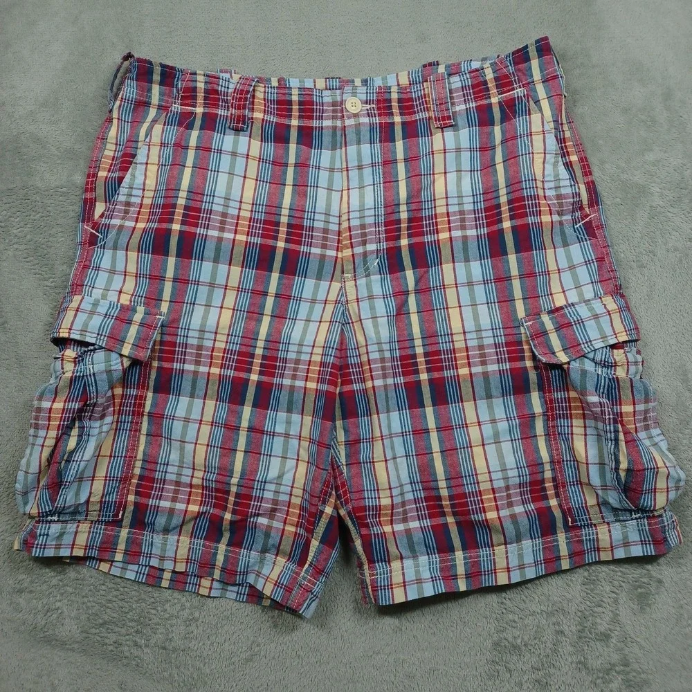 Polo Ralph Lauren Short Mens 40 Blue Plaid Cargo‎ Pockets Preppy Casual